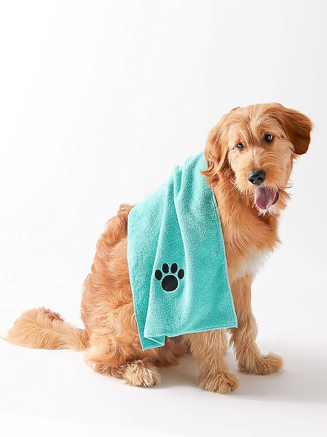 Bone Dry Pet Grooming, Embroidered Microfiber Towel Drying Collection, 15x30,Pet towels