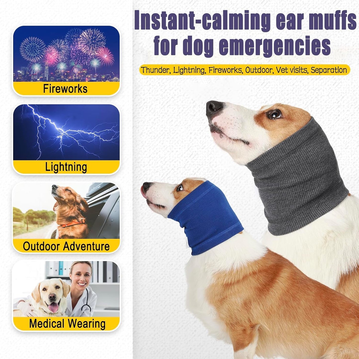 Dog Calming Hoodie Quiet Head Cover Sleeves - Ear Covers Hood for Noise Bath, The Grooming and Force Drying Head Protection for Anxiety Relief and Calming Dog Neck and Ear Warmer