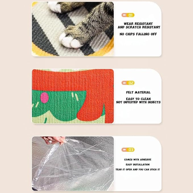 Cat Scratch Pad, Durable Cat Scratcher, Anti-Scratch Furniture Protector, Multi-Scene Use for Walls, Doors, Sofas
