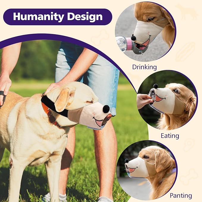 Dog Muzzles Anti Barking Adjustable Muzzle Breathable Dog Mouth Cover Gentle Cloth Dog Muzzle Cute Funny Dog Muzzles