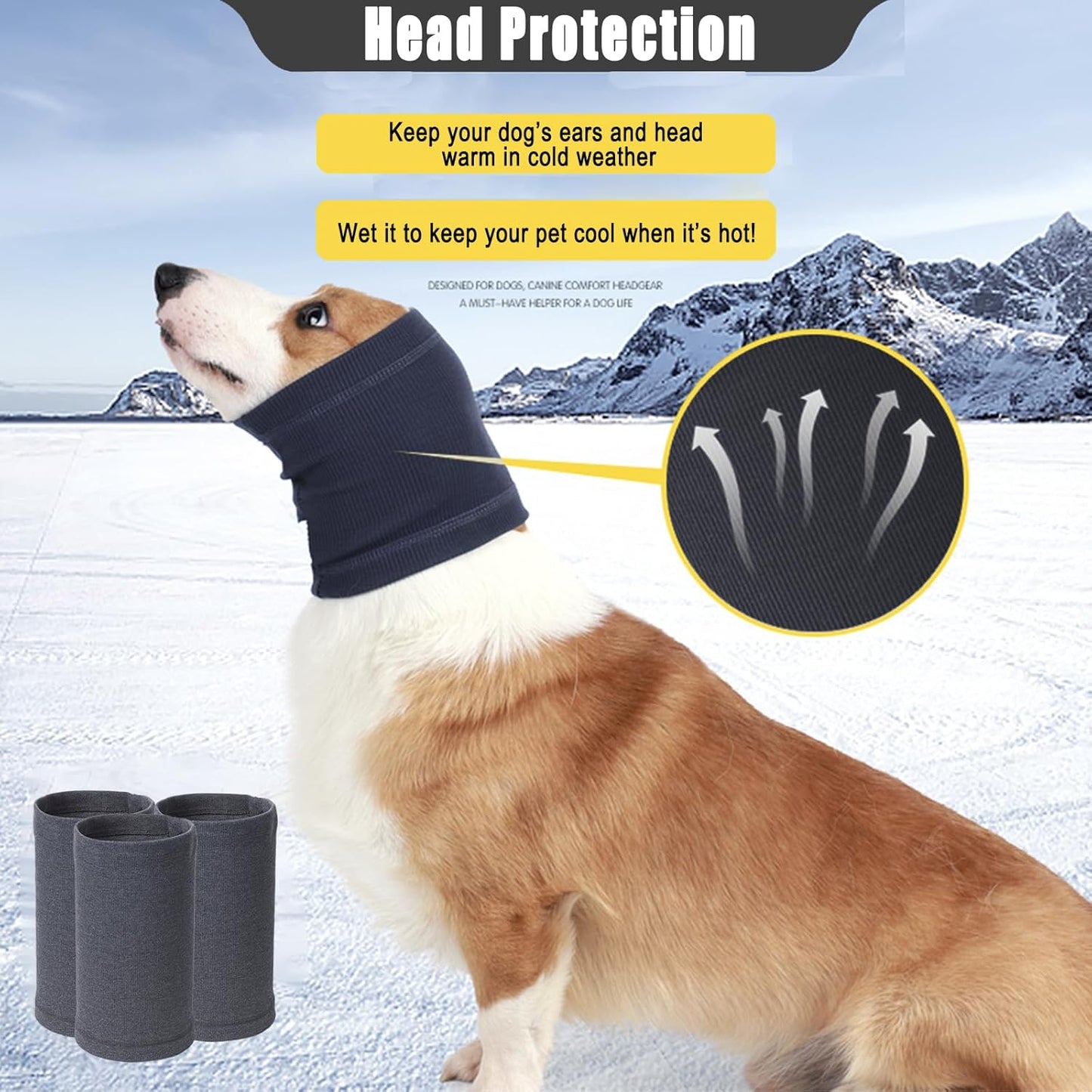 Dog Calming Hoodie Quiet Head Cover Sleeves - Ear Covers Hood for Noise Bath, The Grooming and Force Drying Head Protection for Anxiety Relief and Calming Dog Neck and Ear Warmer