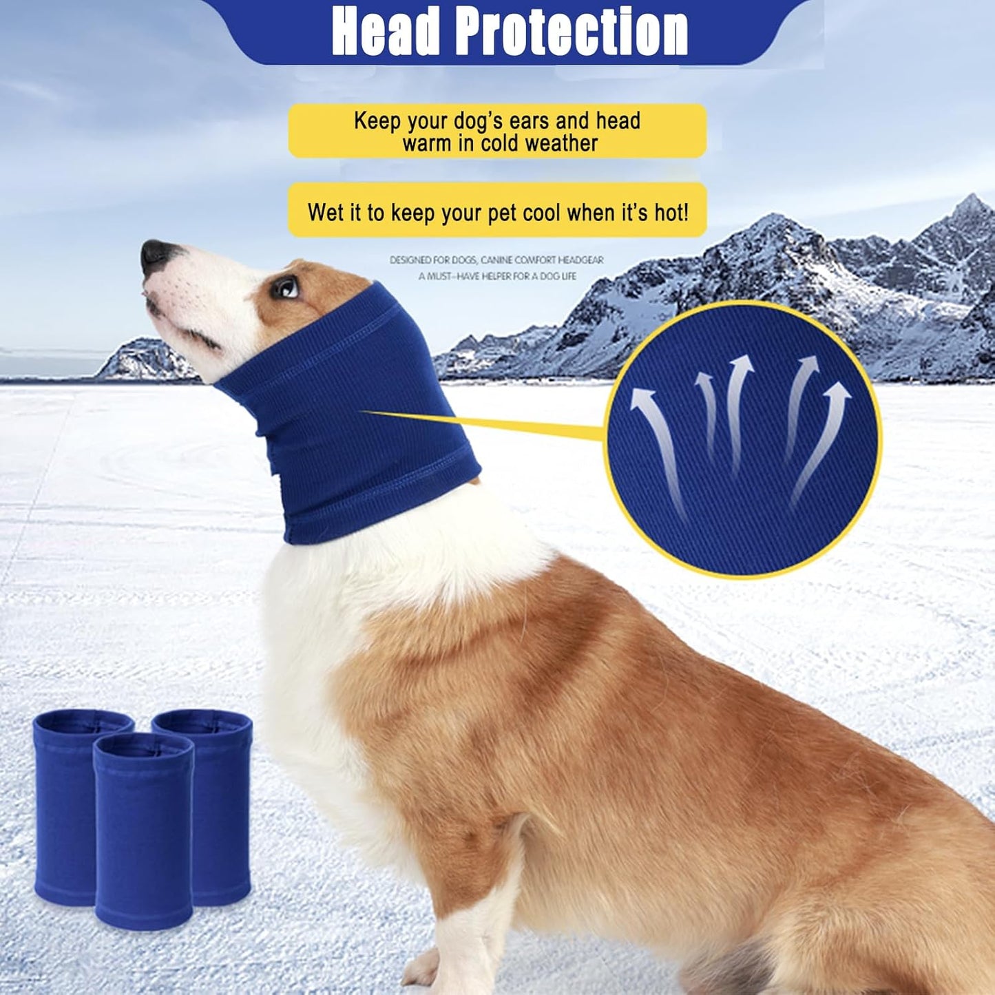 Dog Calming Hoodie Quiet Head Cover Sleeves - Ear Covers Hood for Noise Bath, The Grooming and Force Drying Head Protection for Anxiety Relief and Calming Dog Neck and Ear Warmer