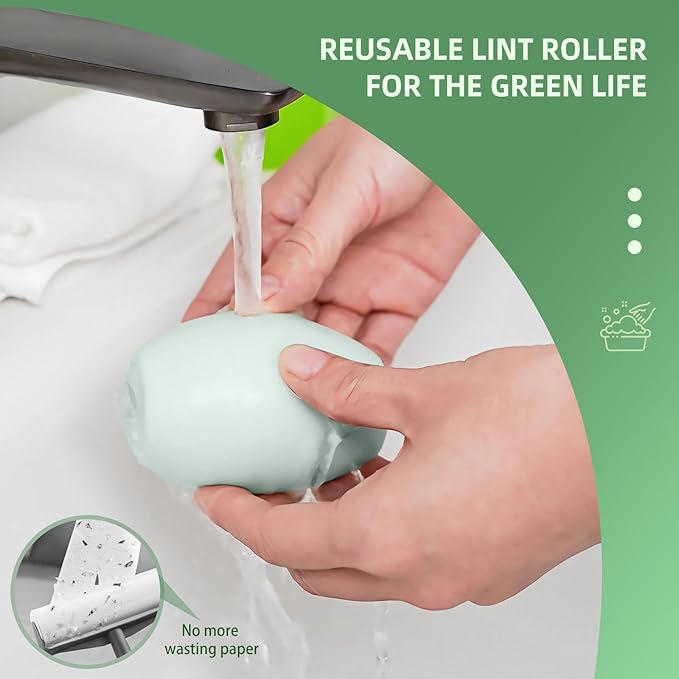 Washable Reusable Gel Lint Roller for Pet Hair，Portable Mini Dog Cat Pet Hair Remover for Clothes，Laundries ，Dust Fuzz Fur -Sticky Cleaner- Small Travel Animal Fur Removal Tool