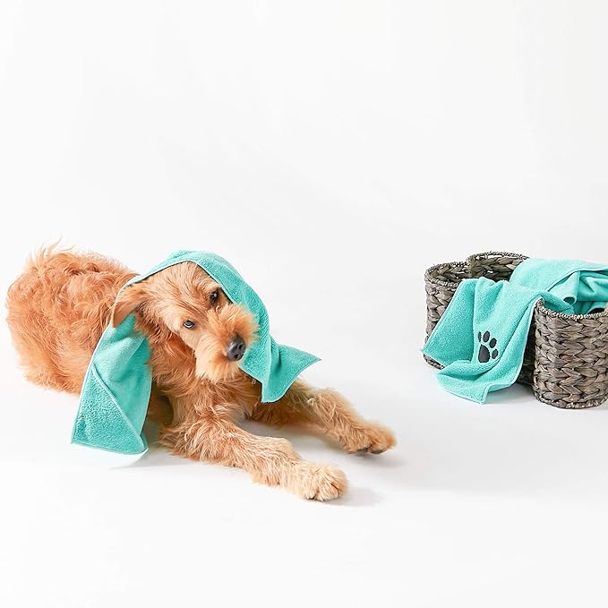 Bone Dry Pet Grooming, Embroidered Microfiber Towel Drying Collection, 15x30,Pet towels