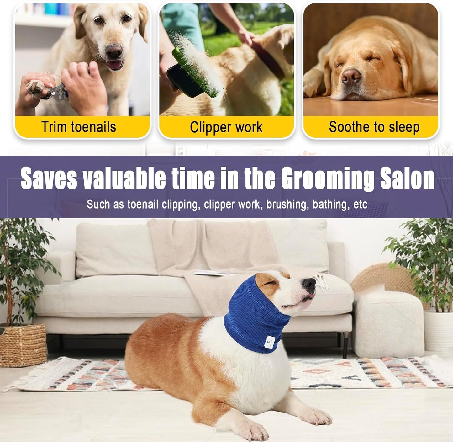 Dog Calming Hoodie Quiet Head Cover Sleeves - Ear Covers Hood for Noise Bath, The Grooming and Force Drying Head Protection for Anxiety Relief and Calming Dog Neck and Ear Warmer