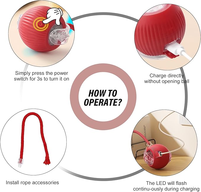 Interactive Cat Toy Ball, Active Smart Rolling Balls for Cat, Electric Toy Balls for Indoor Cats