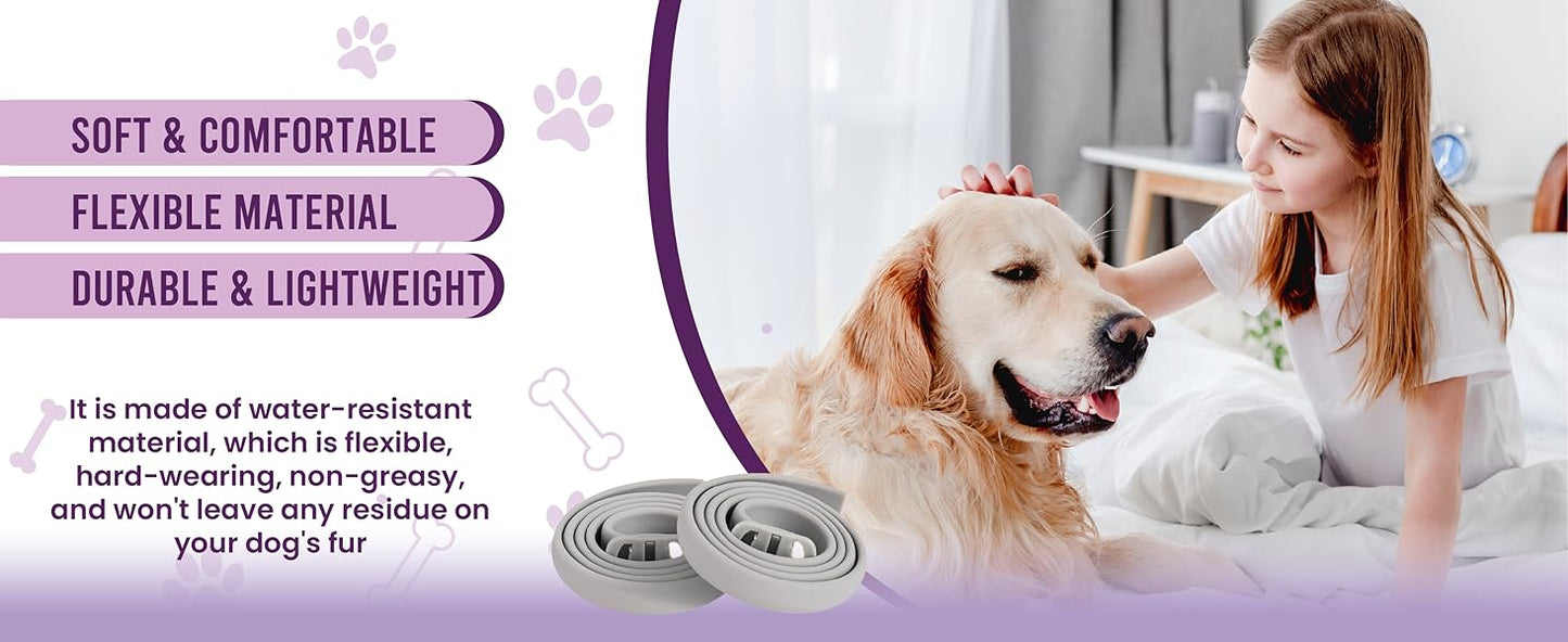 Flea Collar for Dogs – 8-Month Natural Flea & Tick Prevention, Adjustable One Size Fits All, Safe and Effective Dog Flea Collar