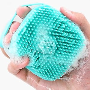 Pet Grooming Bath Massage Brush with Soap and Shampoo Dispenser Soft Silicone Bristle for Long Short Haired Dogs Cats Shower
