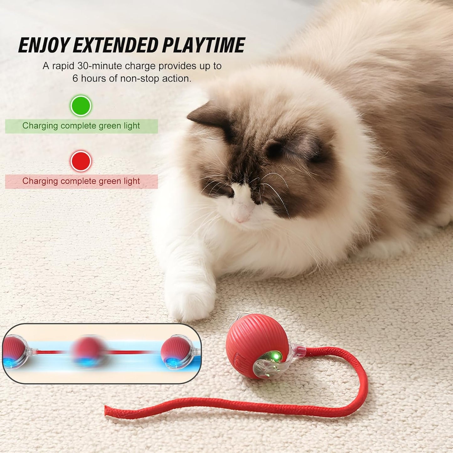 Interactive Cat Toy Ball, Active Smart Rolling Balls for Cat, Electric Toy Balls for Indoor Cats