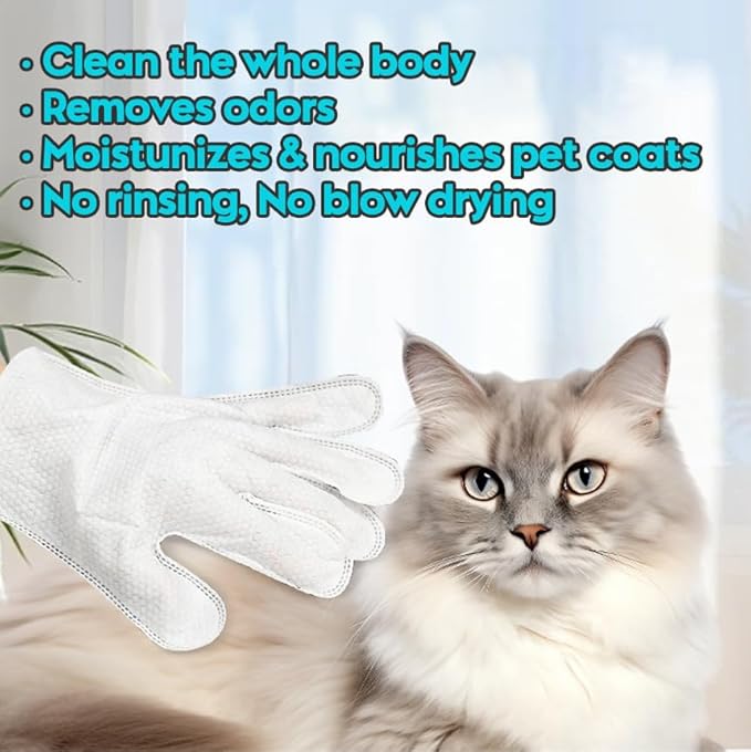 Cleaning Glove for Dog and Cat, Wipes Gloves for Dog and Cat Fur Face, Ear, Eye, Paws Cleaning Wipes Pet Wash Free Gloves, Grooming Wipes for Pet No Rinse Thick Dog Wipes Gloves (6 PC)