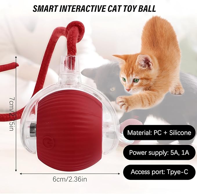 Interactive Cat Toy Ball, Active Smart Rolling Balls for Cat, Electric Toy Balls for Indoor Cats