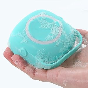 Pet Grooming Bath Massage Brush with Soap and Shampoo Dispenser Soft Silicone Bristle for Long Short Haired Dogs Cats Shower