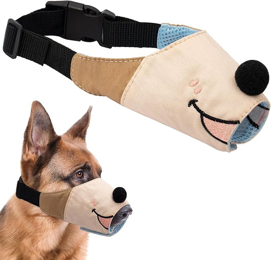 Dog Muzzles Anti Barking Adjustable Muzzle Breathable Dog Mouth Cover Gentle Cloth Dog Muzzle Cute Funny Dog Muzzles