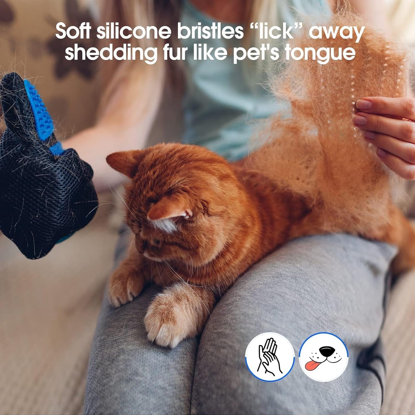 Cat Grooming Glove Brush,Pet Hair Remover Tool,Reusable Dog Hair Fur Remover for Carpet,Furniture,Couch,Clothes,Eco-Friendly and High efficiency