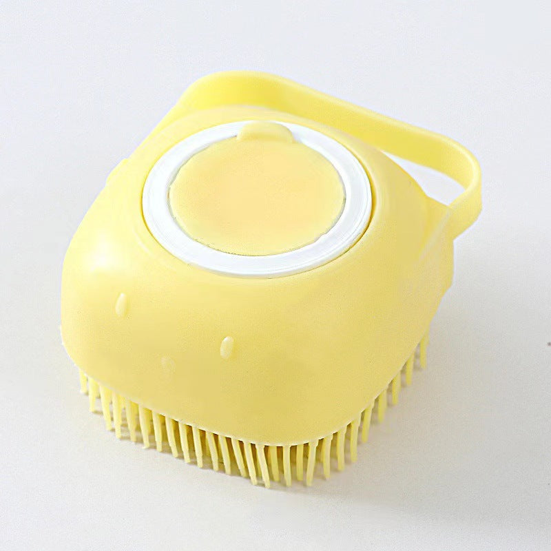 Pet Grooming Bath Massage Brush with Soap and Shampoo Dispenser Soft Silicone Bristle for Long Short Haired Dogs Cats Shower