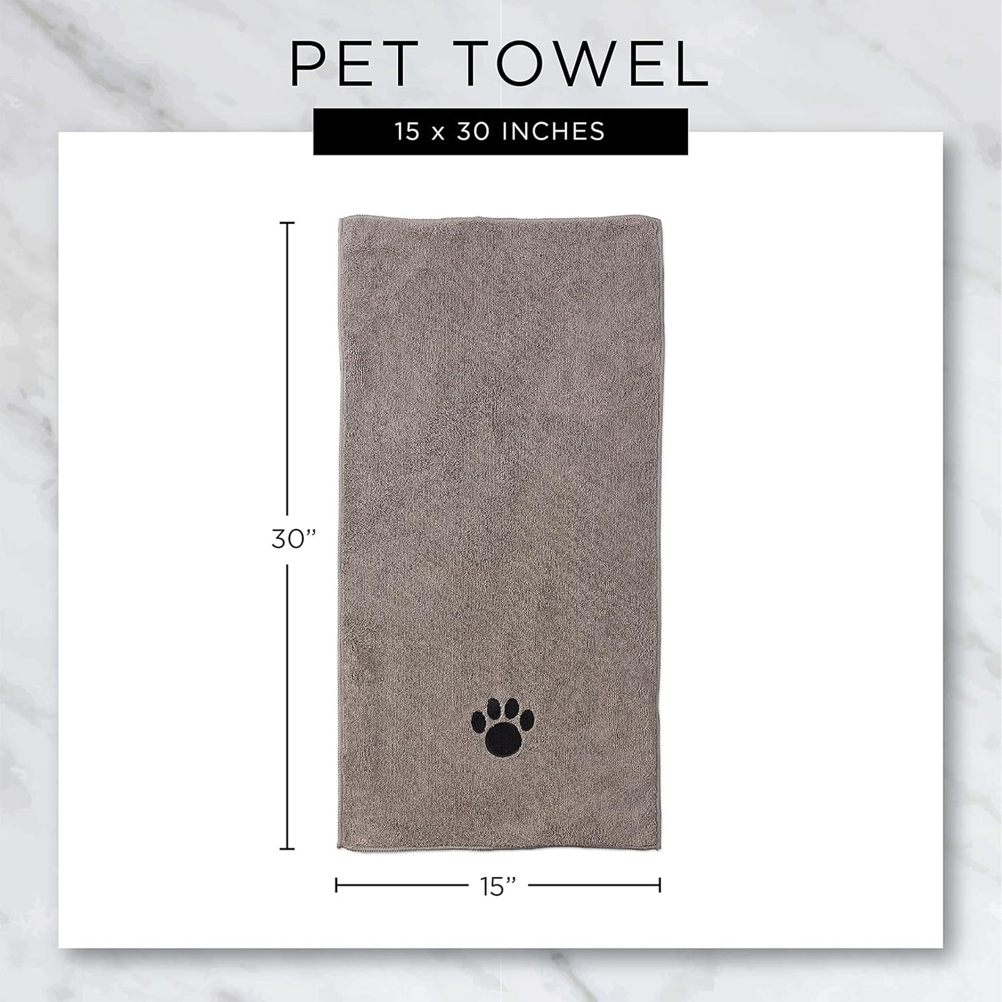 Bone Dry Pet Grooming, Embroidered Microfiber Towel Drying Collection, 15x30,Pet towels