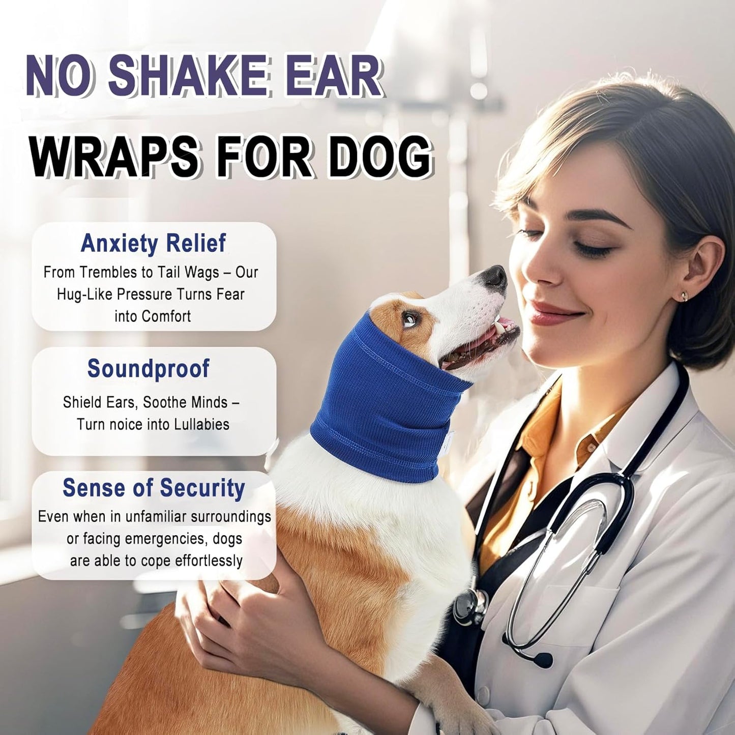 Dog Calming Hoodie Quiet Head Cover Sleeves - Ear Covers Hood for Noise Bath, The Grooming and Force Drying Head Protection for Anxiety Relief and Calming Dog Neck and Ear Warmer