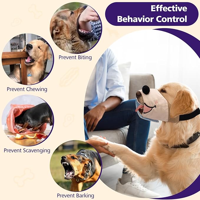 Dog Muzzles Anti Barking Adjustable Muzzle Breathable Dog Mouth Cover Gentle Cloth Dog Muzzle Cute Funny Dog Muzzles