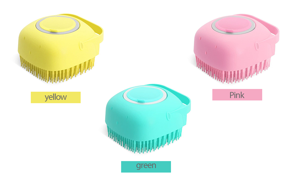 Pet Grooming Bath Massage Brush with Soap and Shampoo Dispenser Soft Silicone Bristle for Long Short Haired Dogs Cats Shower