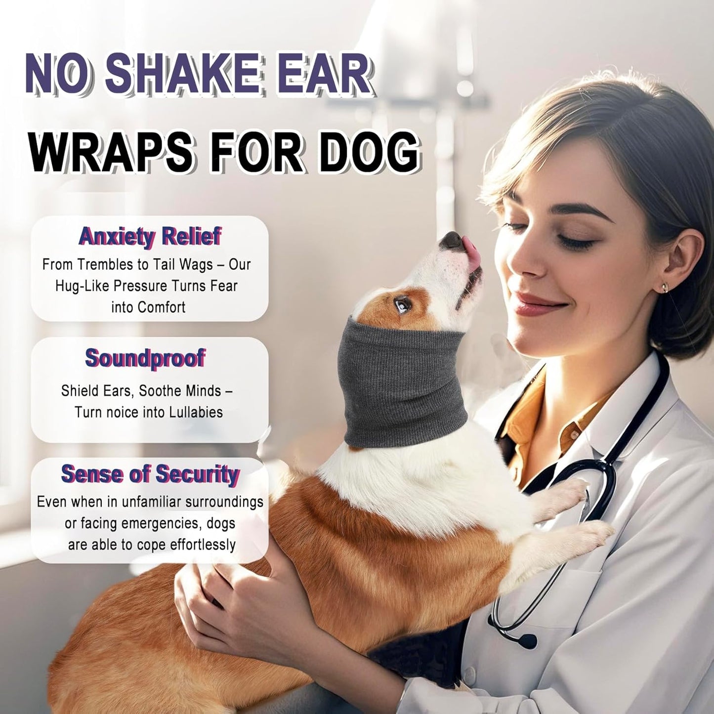 Dog Calming Hoodie Quiet Head Cover Sleeves - Ear Covers Hood for Noise Bath, The Grooming and Force Drying Head Protection for Anxiety Relief and Calming Dog Neck and Ear Warmer