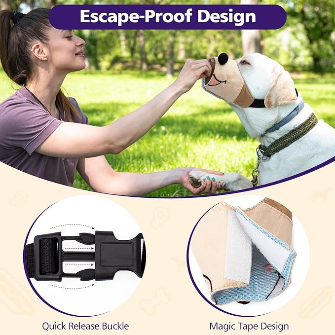 Dog Muzzles Anti Barking Adjustable Muzzle Breathable Dog Mouth Cover Gentle Cloth Dog Muzzle Cute Funny Dog Muzzles