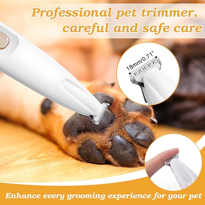 Pet MicroPrecision Trimmer, Multifunctional Pet Hair Clippers Waterproof Rechargeable Pet Shaver with LED Light(1PC), White