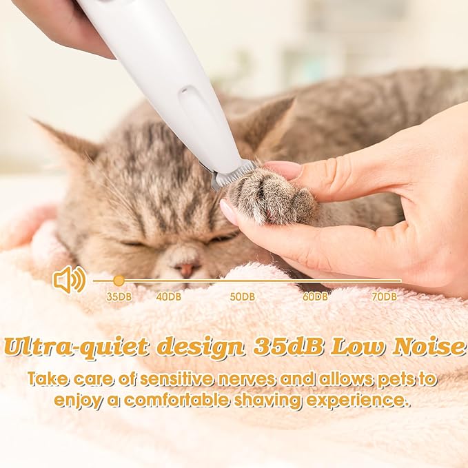 Pet MicroPrecision Trimmer, Multifunctional Pet Hair Clippers Waterproof Rechargeable Pet Shaver with LED Light(1PC), White